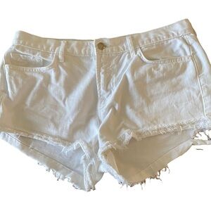 J Brand White Distressed Denim Shorts 28